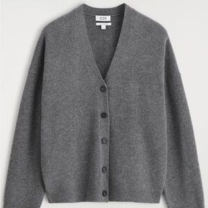 COS Charcoal Gray V-Neck Button-Up Cardigan